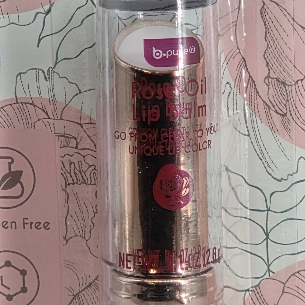 B Pure Rose Oil Lip Balm Women 0 1oz pH Color Changing‎ Tinted Hydrating Floral